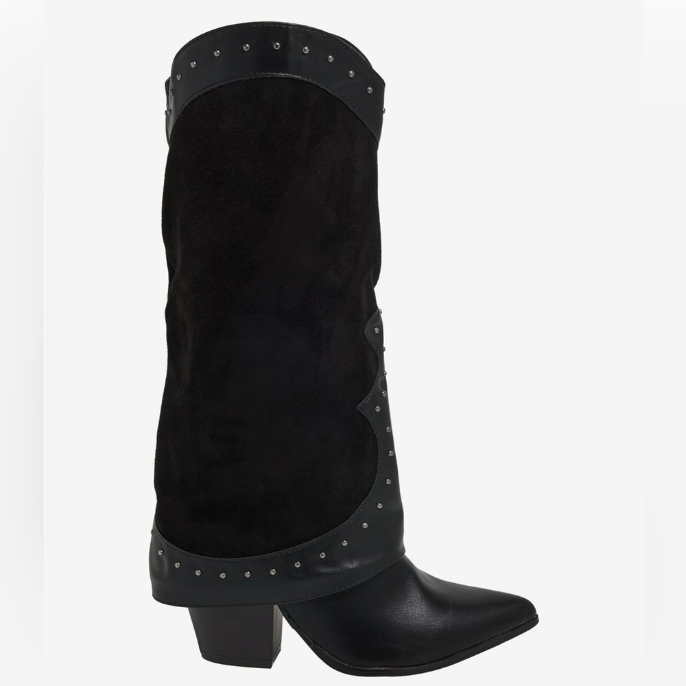 Yoki Black Gayle Studded Cowboy Boots - Size 6 - New In Box